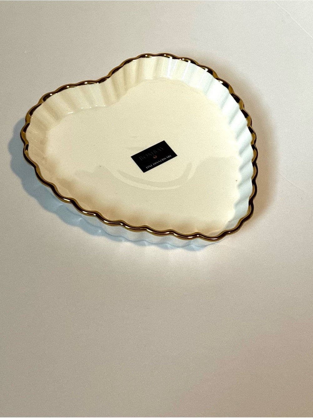 Bombay Heart-Shaped Cream Dish with Gold Rim